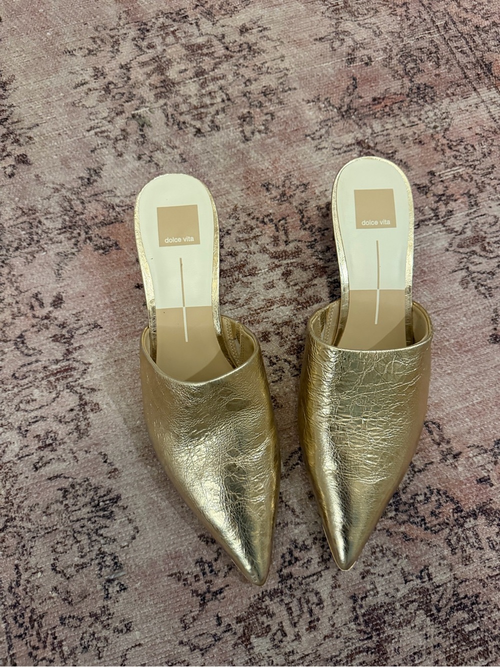 Dolce Vita Metallic Gold Pointed Mule Slides
